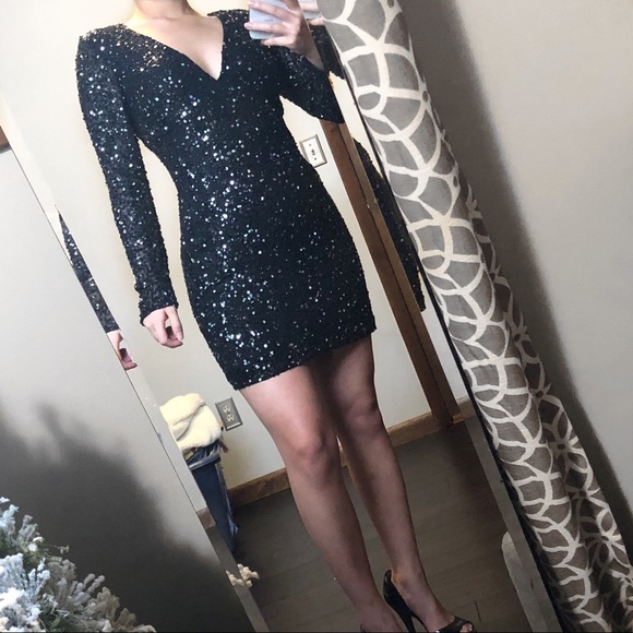 Dresses & Skirts - Shail K Black Long Sleeve Sequin Dress